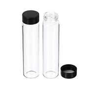 PATIKIL 50mL Reagent Media Bottle, 12 Pack Round Glass Storage Bottles Plastic Screw Cap for Lab Home, Clear
