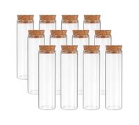 PATIKIL 50ml Test Tubes, 12pcs 3.94x1.18 Glass Clear Flat Bottom Test Tube Containers with Cork Stopper for Bead Party Candy Bath Salt Storage Scientific Experiment Plant Propagation
