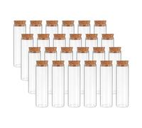 PATIKIL 50ml Test Tubes, 24pcs 3.15x1.18 Glass Clear Flat Bottom Test Tube Containers with Cork Stopper for Bead Party Candy Bath Salt Storage Scientific Experiment Plant Propagation