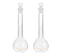 PATIKIL 50ml Volumetric Flask, 2Pcs 3.3 Borosilicate Glass Graduated Volumetric Measuring Flask with Glass Stopper Tolerance 0.15ml for Lab Experiment, Clear
