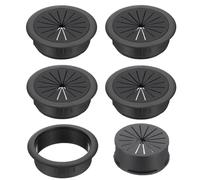 PATIKIL 50mm/ 2 Inch Desk Grommet,5pcs Desk Cord Hole Cover Desk Cable Hole Grommet Cover Sturdy ABS Plastic Round for Cables Cabinets Desktop Equipment Wiring Organizing, Black