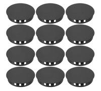 PATIKIL 50mm/2" Plastic Hole Plugs, 12 Pcs Flush Type Round Plug Snap in Locking Screw Hole Covers Insert End Caps for Furniture Cabinet Kitchen Door Shelves, Black