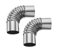 PATIKIL 50mm 90 Degree Stove Pipe, 2pcs Stainless Steel Tent Elbow Stove Chimney Pipe Flue Extension with Aluminum Foil Tape for Camping Stove Vent Water Heater Smoke Exhaust