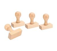 PATIKIL 50mm Wood Square Handle, 4 Pack Wooden Knobs Stamp Mounts Drawer Pulls for Stamp Making DIY Crafting Scrapbooking, Brown Wood