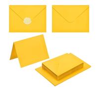 PATIKIL 50Pack Golden 5x7 Envelopes with Cards, V Flap A7 Envelopes with Cardstock & Gold Stickers for Greeting Cards Wedding Greeting Birthday Invitations Letter Mailing
