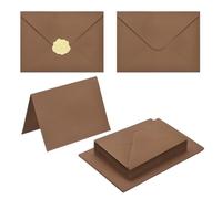 PATIKIL 50Pack Light Coffee 4x6 Envelopes with Cards, V Flap A6 Envelopes with Cardstock & Gold Stickers for Greeting Cards Wedding Greeting Birthday Invitations Letter Mailing