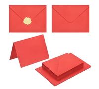 PATIKIL 50Pack Red 5x7 Envelopes with Cards, V Flap A7 Envelopes with Cardstock & Gold Stickers for Greeting Cards Wedding Greeting Birthday Invitations Letter Mailing