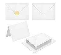 PATIKIL 50Pack White 5x7 Envelopes with Cards, V Flap A7 Envelopes with Cardstock & Gold Stickers for Greeting Cards Wedding Greeting Birthday Invitations Letter Mailing