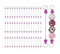 PATIKIL 50pcs Beadable Keychain Bar, Beadable Keychains Blanks Beaded Keychain Bar Bulk Key Chain Rod Making Charm for Beads Jewelry Making DIY Focal Bead Crafts Backpack, Hot Pink