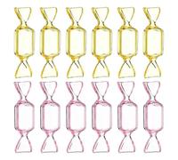 PATIKIL 50Pcs Candy Shaped Jewelry Box, Mini Plastic Jewelry Organizer Earrings Beads Bracelet Small Items Storage Container for Travel Wedding Christmas, Yellow/Pink