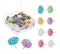 PATIKIL 50Pcs Diamond Push Pins, Glitter Rhinestone Decorative Thumb Tacks Shiny Push Pins for Cork Board Bulletin Board Photo Memo Wall Hangings, Multicolored