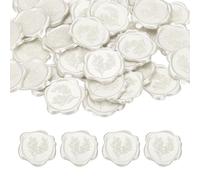 PATIKIL 50Pcs Eucalyptus Leaf Wax Seal Stickers, Plant Embossed Self Adhesive Backed Envelopes Seal Sticker Accessories for Wedding Invitation Letter Birthday Party Gift, Pearl Pink White