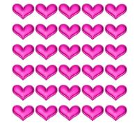 PATIKIL 50Pcs Heart Appliques Sew on Patches, Shiny Heart Embellishment Patches PU Padded Fabric Charms for DIY Craft Scrapbooking Decoration Wedding Home Decor, Rose Red