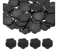 PATIKIL 50Pcs Heart Wax Seal Stickers, Love Embossed Self Adhesive Backed Envelopes Seal Sticker Accessories for Wedding Invitation Letter Birthday Party Gift, Black