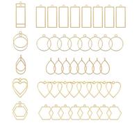 PATIKIL 50Pcs Open Bezels, Resin Bezels Charm Pendants Open Back Bezels Alloy Hollow Frame Bulk for Resin Craft Making, Gold Tone(5 Shapes)
