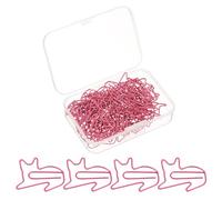 PATIKIL 50pcs Paper Clip, Cat Shape Paper Clip Small Cute Rust-Proof Metal Strong Durable Bulk for Office Home, 32mm, Pink