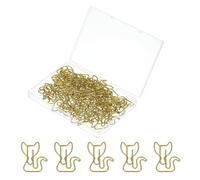 PATIKIL 50pcs Paper Clip, Cat Shape Paper Clip Small Cute Rust-Proof Metal Strong Durable Bulk for Office Home, 31mm, Gold