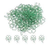 PATIKIL 50pcs Paper Clip, Shamrock Paper Clip Small Cute Rust-Proof Metal Planner Bookmarks for Office Home, 35mm, Green
