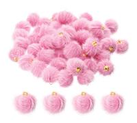 PATIKIL 50pcs Pom Poms Charm, Pompoms Charm Craft Pom Poms Pendants Balls Small Fluffy Tassel Bulk for Crafts Making, Pink