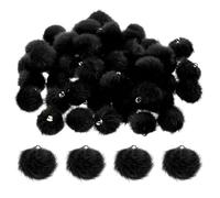 PATIKIL 50pcs Pom Poms Charm, Pompoms Charm Craft Pom Poms Pendants Balls Small Fluffy Tassel Bulk for Crafts Jewelry Making, Black