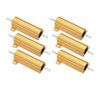 PATIKIL 50W 0.22 Ohm Aluminum Shell Resistor, 6Pcs Aluminum Housing Resistor, 5% Tolerance Wirewound Resistors Screw Tap Chassis Mounted, Golden