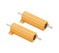 PATIKIL 50W 0.5 Ohm Aluminum Shell Resistor, 2 Pack Aluminum Housing Resistor Housed Case Wirewound Resistors Screw Tap Power Resistor 5% Tolerance, Golden