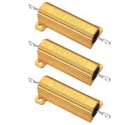 PATIKIL 50W 100 Ohm Aluminum Shell Resistor, 3Pcs Aluminum Housing Resistor, 5% Tolerance Wirewound Resistors Screw Tap Chassis Mounted, Golden