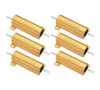 PATIKIL 50W 2 Ohm Aluminum Shell Resistor, 6Pcs Aluminum Housing Resistor, 5% Tolerance Wirewound Resistors Screw Tap Chassis Mounted, Golden