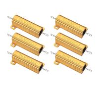 PATIKIL 50W 22 Ohm Aluminum Shell Resistor, 6Pcs Aluminum Housing Resistor, 5% Tolerance Wirewound Resistors Screw Tap Chassis Mounted, Golden