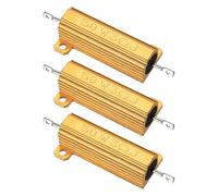 PATIKIL 50W 3 Ohm Aluminum Shell Resistor, 3Pcs Aluminum Housing Resistor, 5% Tolerance Wirewound Resistors Screw Tap Chassis Mounted, Golden