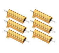 PATIKIL 50W 3 Ohm Aluminum Shell Resistor, 6Pcs Aluminum Housing Resistor, 5% Tolerance Wirewound Resistors Screw Tap Chassis Mounted, Golden