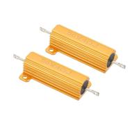 PATIKIL 50W 4 Ohm Aluminum Shell Resistor, 2 Pack Aluminum Housing Resistor Housed Case Wirewound Resistors Screw Tap Power Resistor 5% Tolerance, Golden