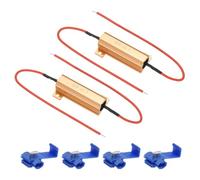 PATIKIL 50W 4 Ohm Aluminum Shell Resistor, 2Pcs Aluminum Housing Resistor with Clips Housed Case Wirewound Resistors Screw Tap Power Resistor, Golden