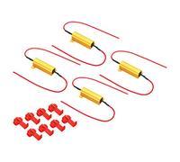 PATIKIL 50W 4 Ohm Aluminum Shell Resistor, 4 Pack Aluminum Housing Resistor Housed Case Wirewound Resistors Screw Tap Power Resistor, Golden