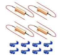 PATIKIL 50W 4 Ohm Aluminum Shell Resistor, 4Pcs Aluminum Housing Resistor with Clips Housed Case Wirewound Resistors Screw Tap Power Resistor, Golden