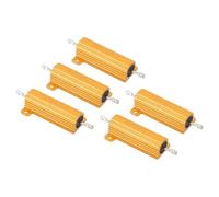PATIKIL 50W 4 Ohm Aluminum Shell Resistor, 5 Pack Aluminum Housing Resistor Housed Case Wirewound Resistors Screw Tap Power Resistor 5% Tolerance, Golden