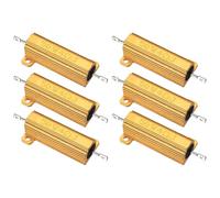PATIKIL 50W 4 Ohm Aluminum Shell Resistor, 6Pcs Aluminum Housing Resistor, 5% Tolerance Wirewound Resistors Screw Tap Chassis Mounted, Golden