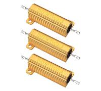 PATIKIL 50W 5 Ohm Aluminum Shell Resistor, 3Pcs Aluminum Housing Resistor, 5% Tolerance Wirewound Resistors Screw Tap Chassis Mounted, Golden