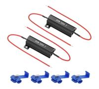 PATIKIL 50W 50 Ohm Aluminum Shell Resistor, 2Pcs Aluminum Housing Resistor with Clips Housed Case Wirewound Resistors Screw Tap Power Resistor, Black