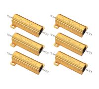 PATIKIL 50W 5000 Ohm Aluminum Shell Resistor, 6Pcs Aluminum Housing Resistor, 5% Tolerance Wirewound Resistors Screw Tap Chassis Mounted, Golden
