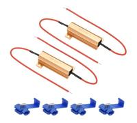 PATIKIL 50W 6.8 Ohm Aluminum Shell Resistor, 2Pcs Aluminum Housing Resistor with Clips Housed Case Wirewound Resistors Screw Tap Power Resistor, Golden