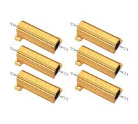 PATIKIL 50W 6 Ohm Aluminum Shell Resistor, 6Pcs Aluminum Housing Resistor, 5% Tolerance Wirewound Resistors Screw Tap Chassis Mounted, Golden