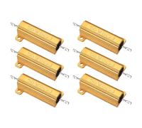 PATIKIL 50W 8 Ohm Aluminum Shell Resistor, 6Pcs Aluminum Housing Resistor, 5% Tolerance Wirewound Resistors Screw Tap Chassis Mounted, Golden