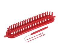 PATIKIL 52 Hooks 26cm Knitting Loom Machines Kit, Dense Teeth Darning Weave Tool with Accessories for Scarf Sweater Shawl Blankets Mending Weaving Stitching, Red