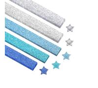 PATIKIL 520 Sheets Glittering Origami Star Paper Strips, Lucky Star Paper Strips Sparkling Decorative Folding Strip for DIY Art Crafts Handmade Project, Shiny Blue Gradient