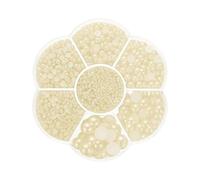 PATIKIL 5645Pcs Flatback Pearls Beads for Crafting, 7 Sizes Half Round Resin Beads Flatback Pearl Charms for DIY Nail Art Phone Decoration Socks Charms, Beige