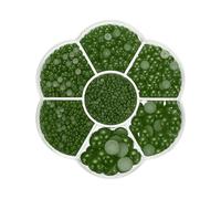 PATIKIL 5645Pcs Flatback Pearls Beads for Crafting, 7 Sizes Half Round Resin Beads Flatback Pearl Charms for DIY Nail Art Phone Decoration Socks Charms, Dark Green