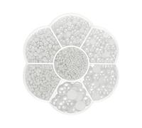 PATIKIL 5645Pcs Flatback Pearls Beads for Crafting, 7 Sizes Half Round Resin Beads Flatback Pearl Charms for DIY Nail Art Phone Decoration Socks Charms, White