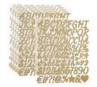 PATIKIL 576Pcs 1" Glitter Letter Stickers, 6Sheets Glitter Number Stickers Vinyl Self-Adhesive Alphabet Number Waterproof Decals for Scrapbook Decoration Mailbox Sign, Gold