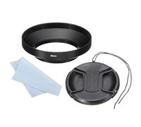 PATIKIL 58mm Lens Hood, Wide Angle Matte Surface Anti-reflective Inside Hood with 82mm Lens Cap and Cleaning Cloth for Camera Lens, Black for Nikon, for Fujifilm, for Pentax, for Leica
